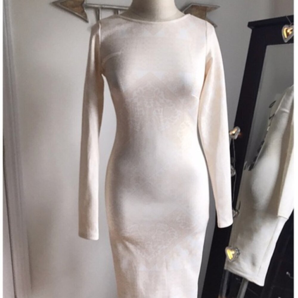 KARDASHIAN Kollection Dress Womens Bodycon Midi Dress Scoop Back Size S NWT
